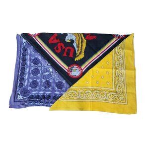 Cotton Graphic Print Neck Scarf Bandanas Paisley Skull Rose Eagle Biker Lot Of 3